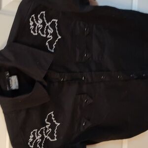 Kreepsville Bat Bone White Western Shirt L